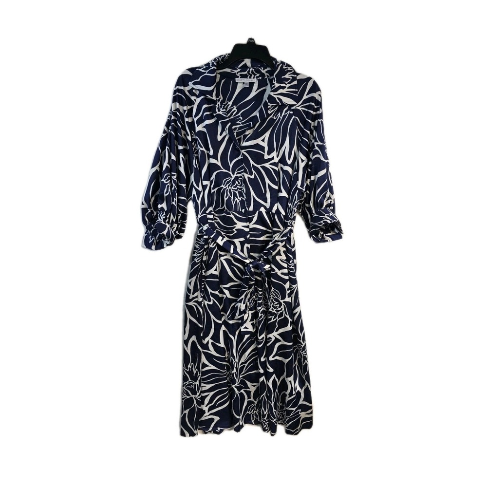 Sandra Darren Women's Floral Midi Shirt Dress XXL Blue Button Up